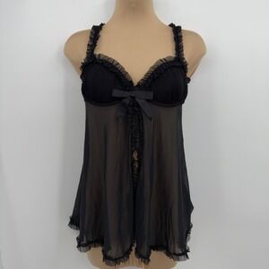 Victorias Secret Y2K Sexy Little Things Sheer Babydoll 36C Coquette Bow Lingerie